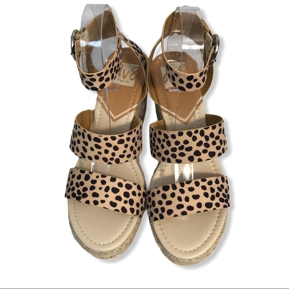 DV8 Cheetah Espadrille Wedge Sandals - Picture 3 of 8